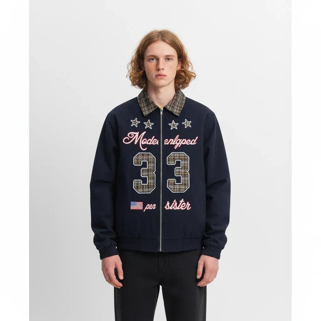 Vintage Star Letter Embroidery Patchwork Turn-down Collar Jacket for Women | MuddyStock Originals
