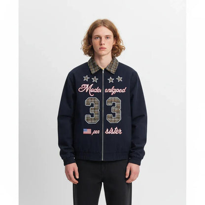 Vintage Star Letter Embroidery Patchwork Turn-down Collar Jacket for Women | MuddyStock Originals