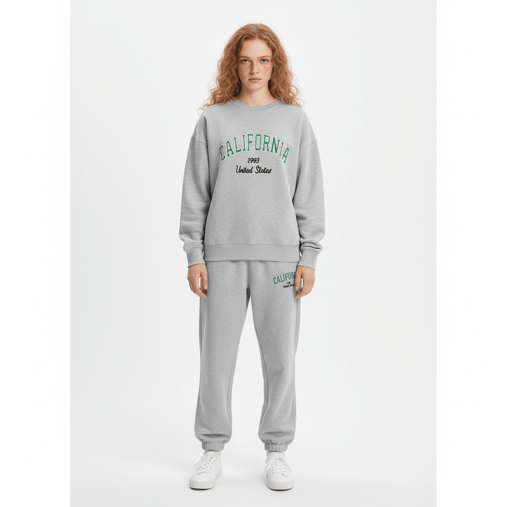 Text embroidered sweatshirt + jogging pants for women | MuddyStock Originals