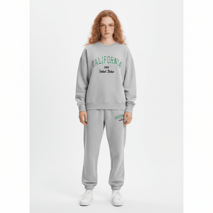 Text embroidered sweatshirt + jogging pants for women | MuddyStock Originals