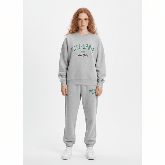Text embroidered sweatshirt + jogging pants for women | MuddyStock Originals