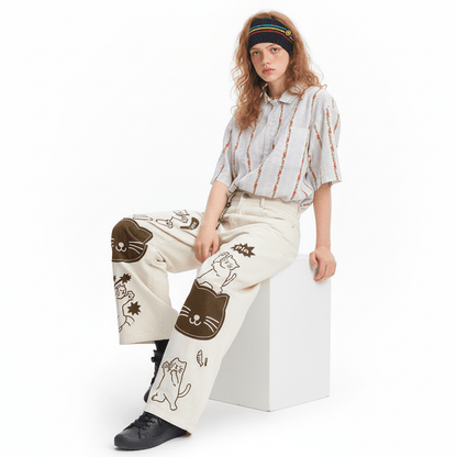 Loose Cartoon Patch Embroidery Jeans For Women | MuddyStock Originals