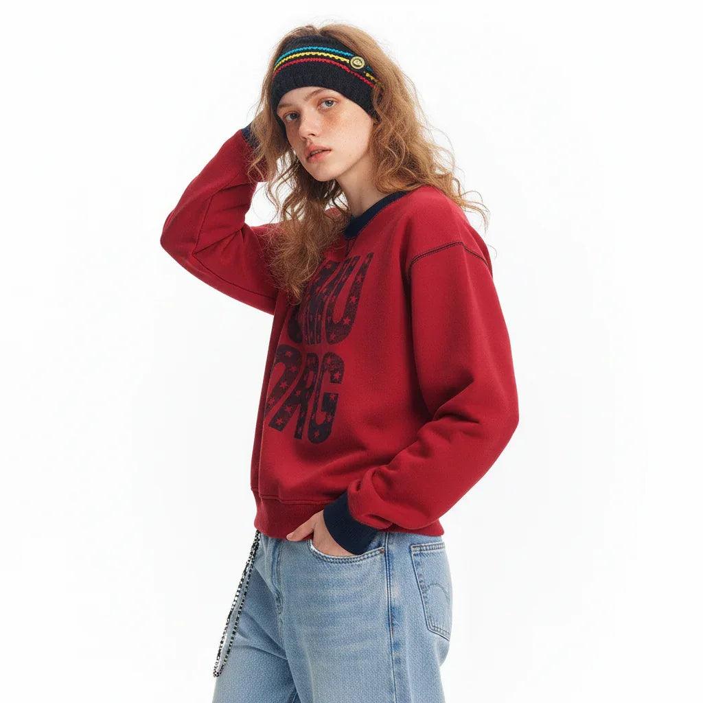 Loose Letter Print Crew Neck Sweatshirt for Women | MuddyStock Originals