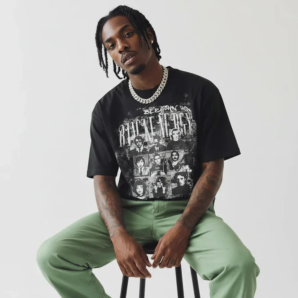 American Retro Portrait Print Short Sleeve T-Shirt For Men | MuddyStock Originals MuddyStock