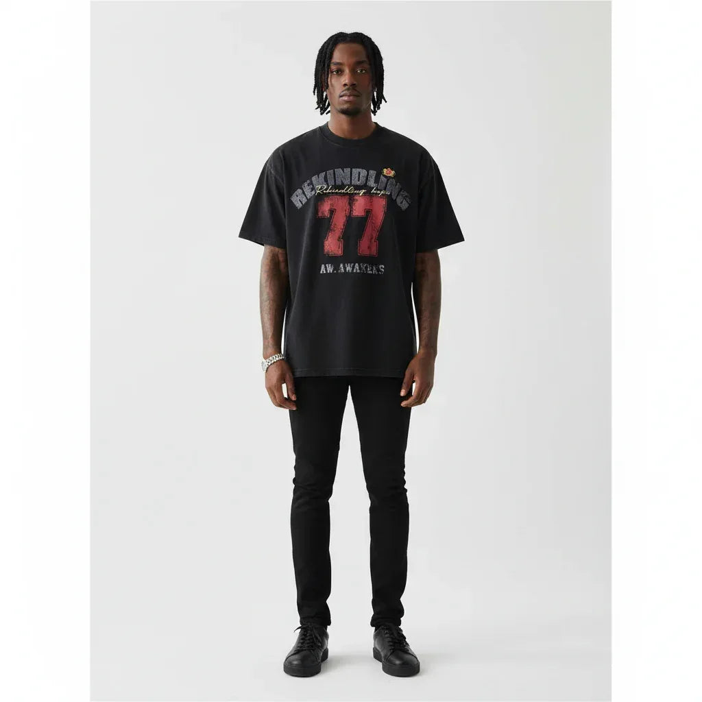 Washed Hem Design Letter Print Short Sleeve T-Shirt For Men | MuddyStock Originals MuddyStock