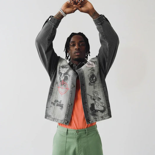 Dark Fun Abstract Demon Printed Jacket For Men MuddyStock