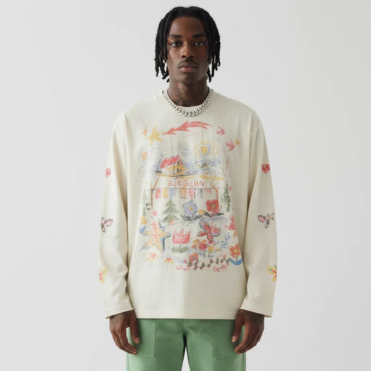 Hand-Drawn Graffiti Print Loose Fit Long Sleeve T-Shirt For Men And Women | MuddyStock Originals eprolo