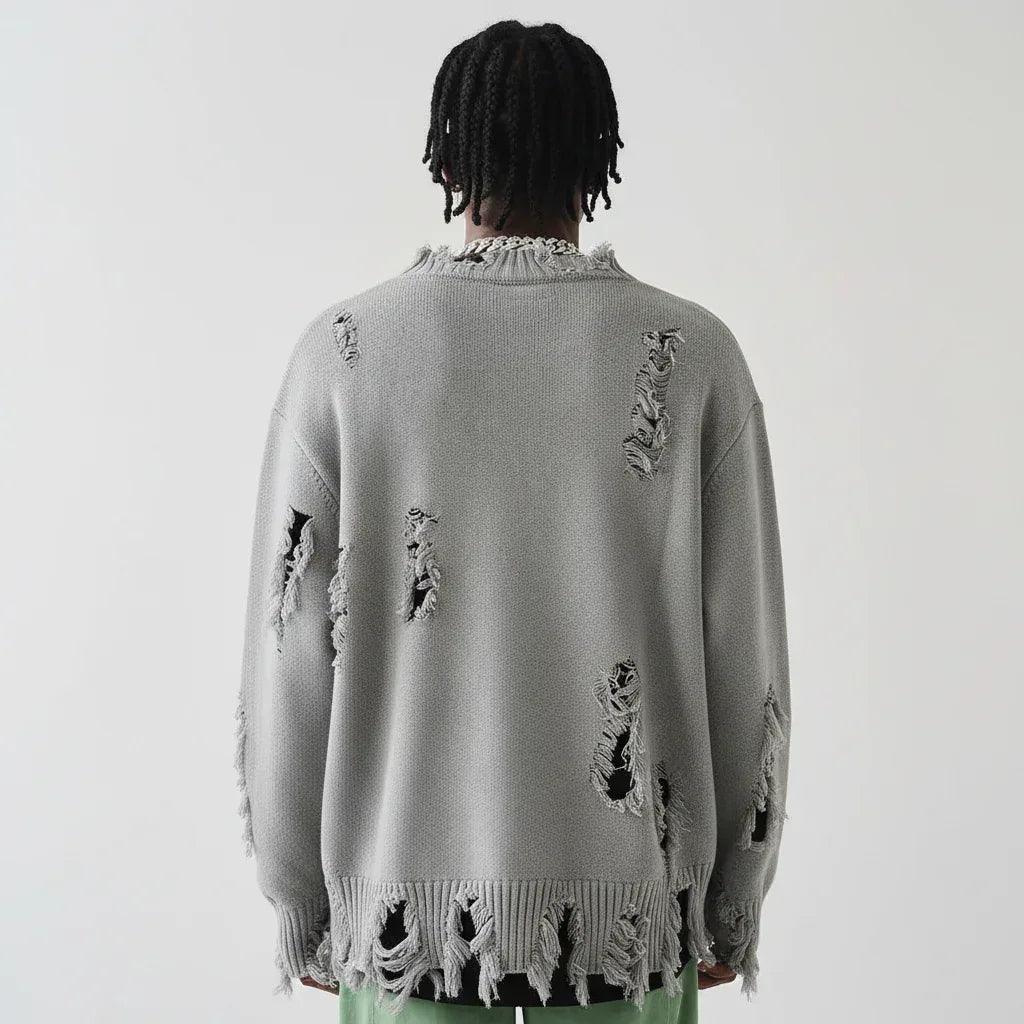 Knitted damaged tassel sweater for men and women | MuddyStock Originals
