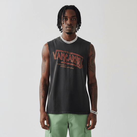 Distressed Letter Print Vest Men's Upperwear