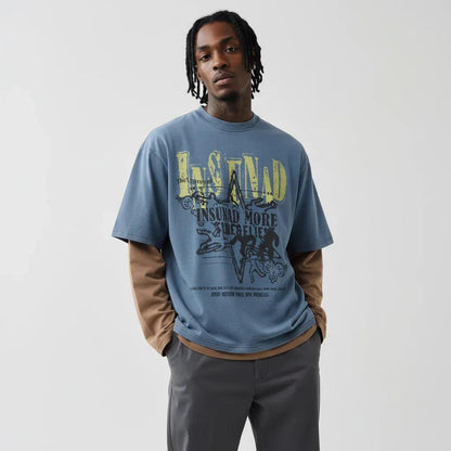 Color blocked fake two piece long sleeved T-shirt for men | MuddyStock Originals