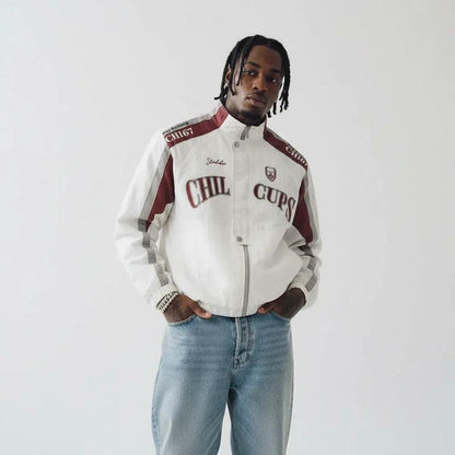Street Embroidered Patchwork Racing Jacket For Men | MuddyStock Originals