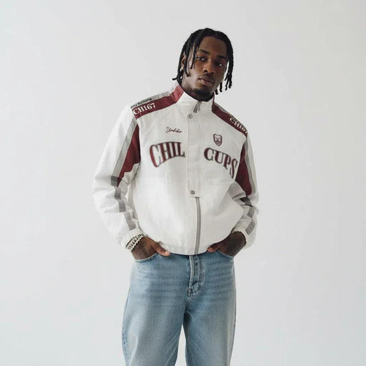 Street Embroidered Patchwork Racing Jacket For Men | MuddyStock Originals