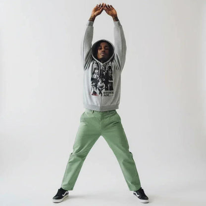 Vintage Band Portrait Print Zip-up Hoodie For Men | MuddyStock Originals