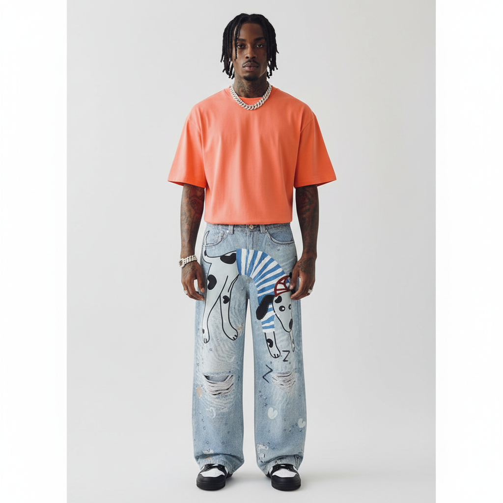 Fun Dog Cartoon Printed Cowboy Pants For Men | MuddyStock Originals eprolo