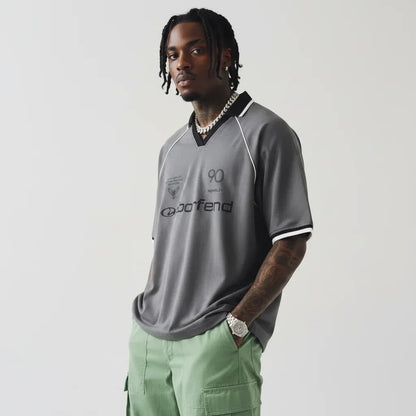 Letter Print Turn-Down Collar Short Sleeve T-Shirt For Men | MuddyStock Originals MuddyStock