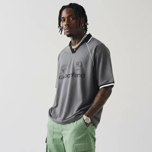 Letter Print Turn-Down Collar Short Sleeve T-Shirt For Men | MuddyStock Originals MuddyStock