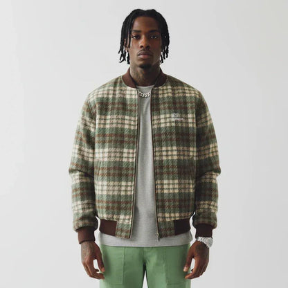 Color-Blocked Plaid Versatile Baseball Jacket For Men And Women | MuddyStock Originals
