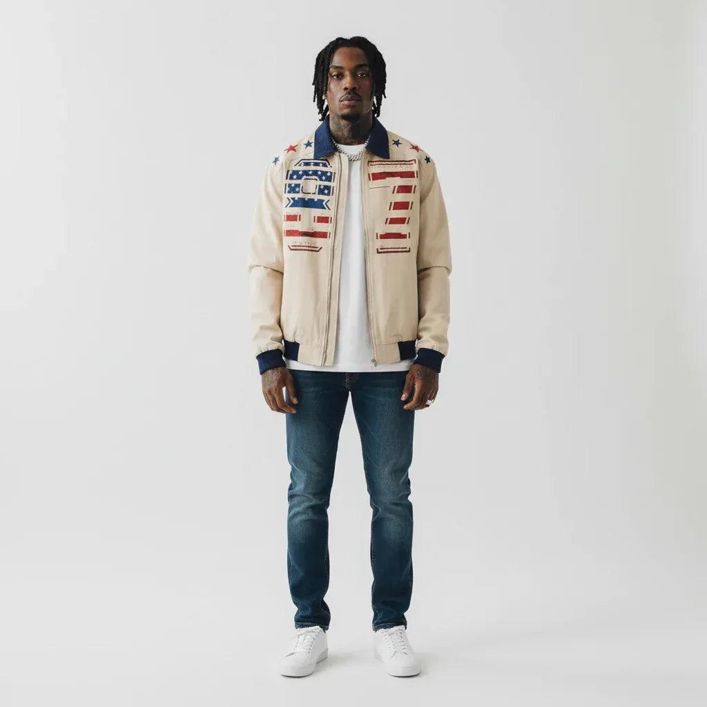 Vintage Flag Letter Printed Jacket For Men And Women | MuddyStock Originals