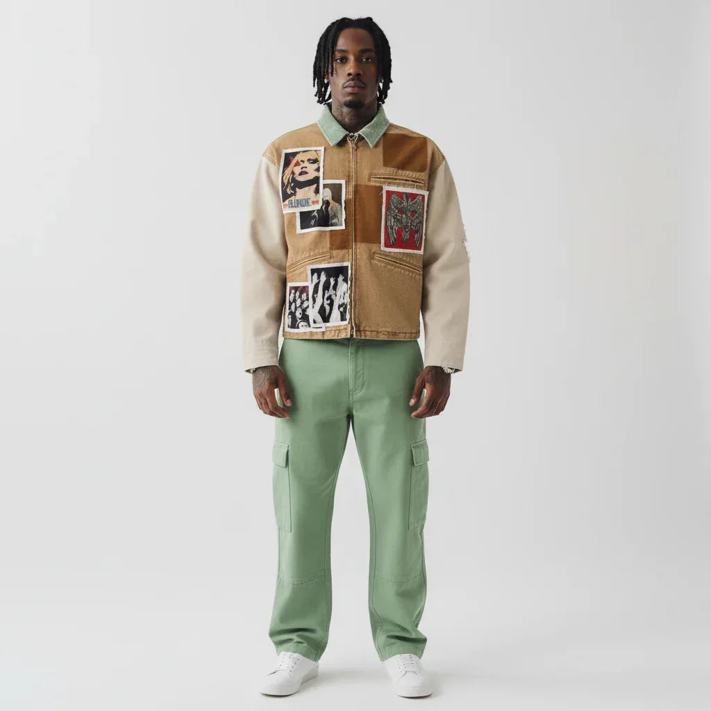 Street Style Patchwork Printed Vintage Heavyweight Jacket For Men | MuddyStock Originals MuddyStock