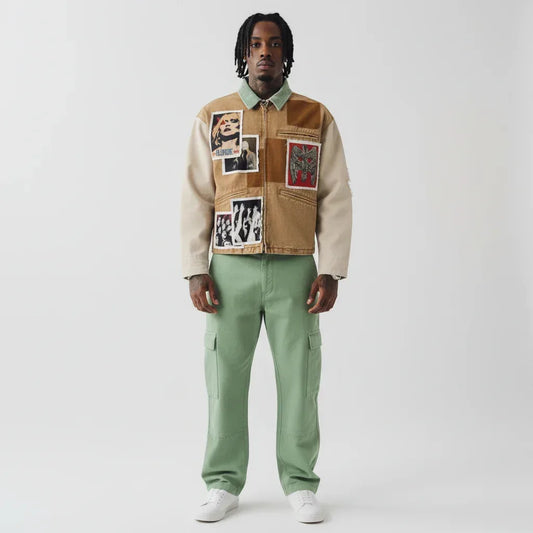 Street Style Patchwork Printed Vintage Heavyweight Jacket For Men | MuddyStock Originals MuddyStock