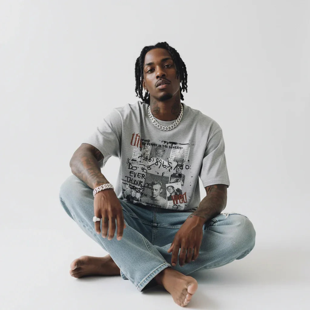 Human Figure Letter Print Crew Neck Short Sleeve T-Shirt For Men | MuddyStock Originals eprolo