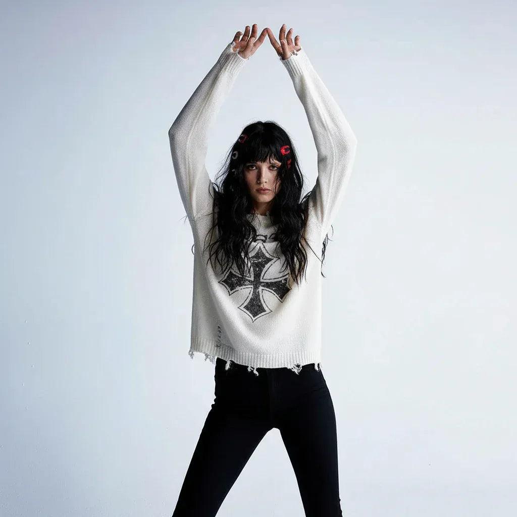 Hollow knit sweater top for women | MuddyStock Originals
