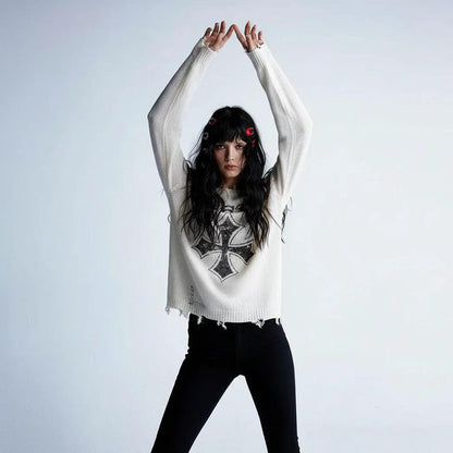 Hollow knit sweater top for women | MuddyStock Originals