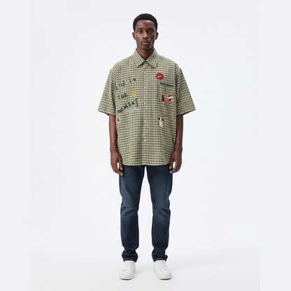 Childhood cartoon embroidered loose short sleeved shirt for men | MuddyStock Originals eprolo
