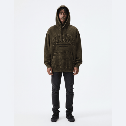 Retro Washed Distressed Hooded Sweater For Men
