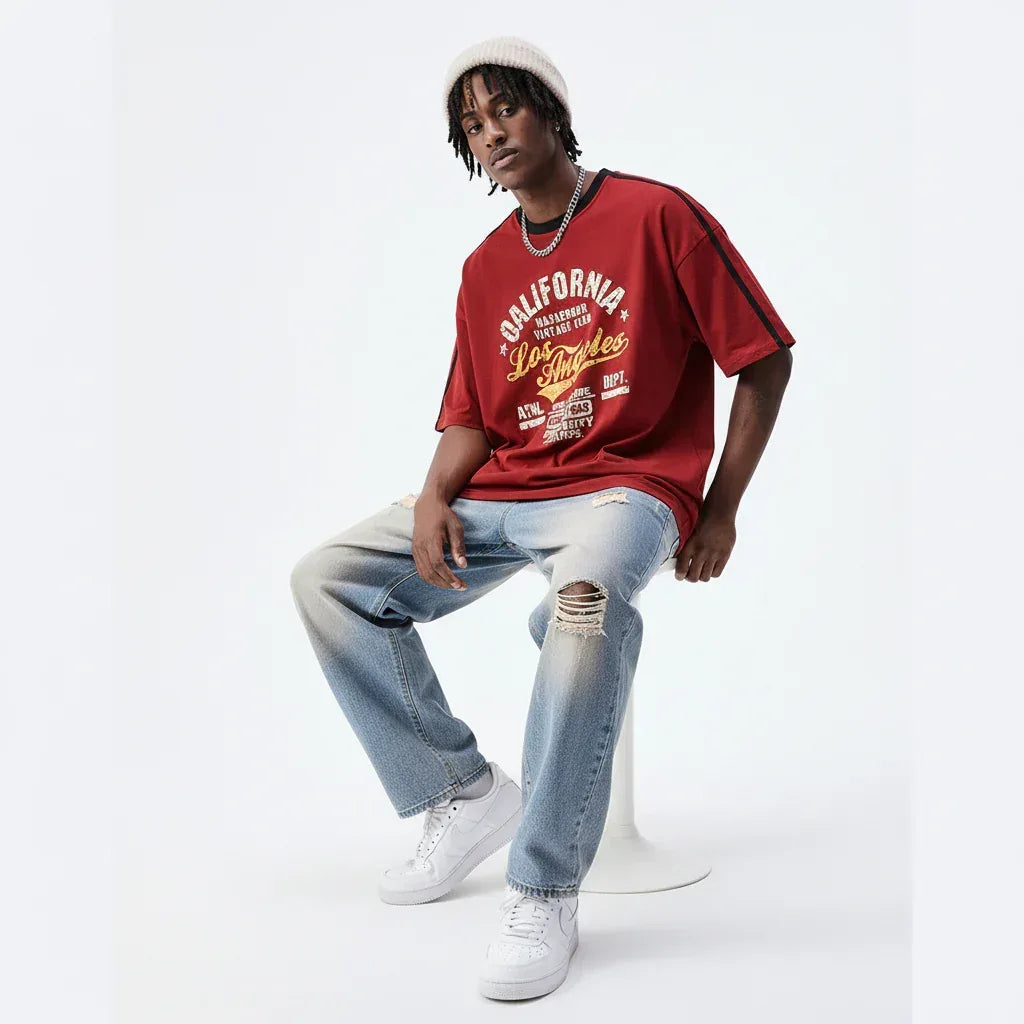 Webbing Letter Print Short Sleeve T-Shirt For Men | MuddyStock Originals MuddyStock