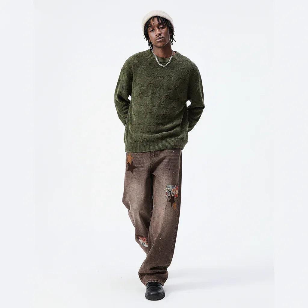Streetwear Men's Denim Pants with Patchwork | MuddyStock Originals