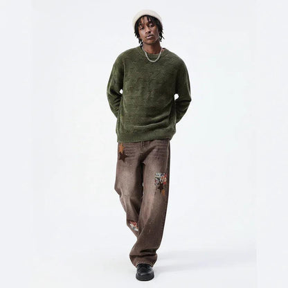 Streetwear Men's Denim Pants with Patchwork | MuddyStock Originals