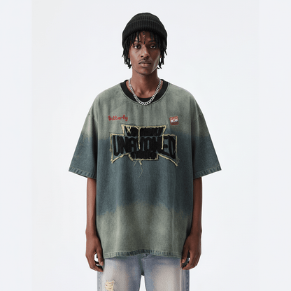 Fashion Tie-dye Gradient Denim T-shirt Men