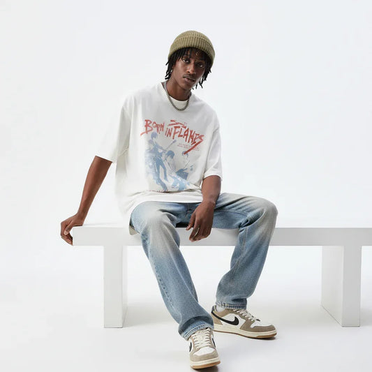 Rock Band Letter Print Short Sleeve T-Shirt For Men | MuddyStock Originals MuddyStock