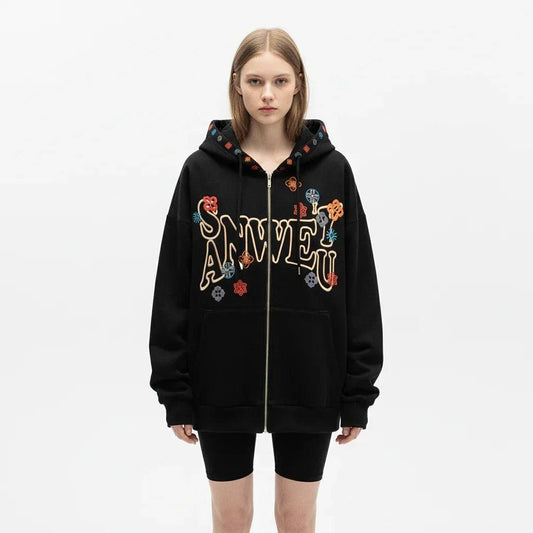 Loose Hoodie with Letter Embroidery For Women | MuddyStock Originals