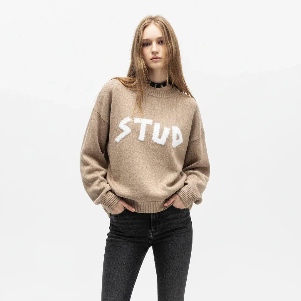 Loose Crewneck Long Sleeve Knit Sweater For Men And Women | MuddyStock Originals
