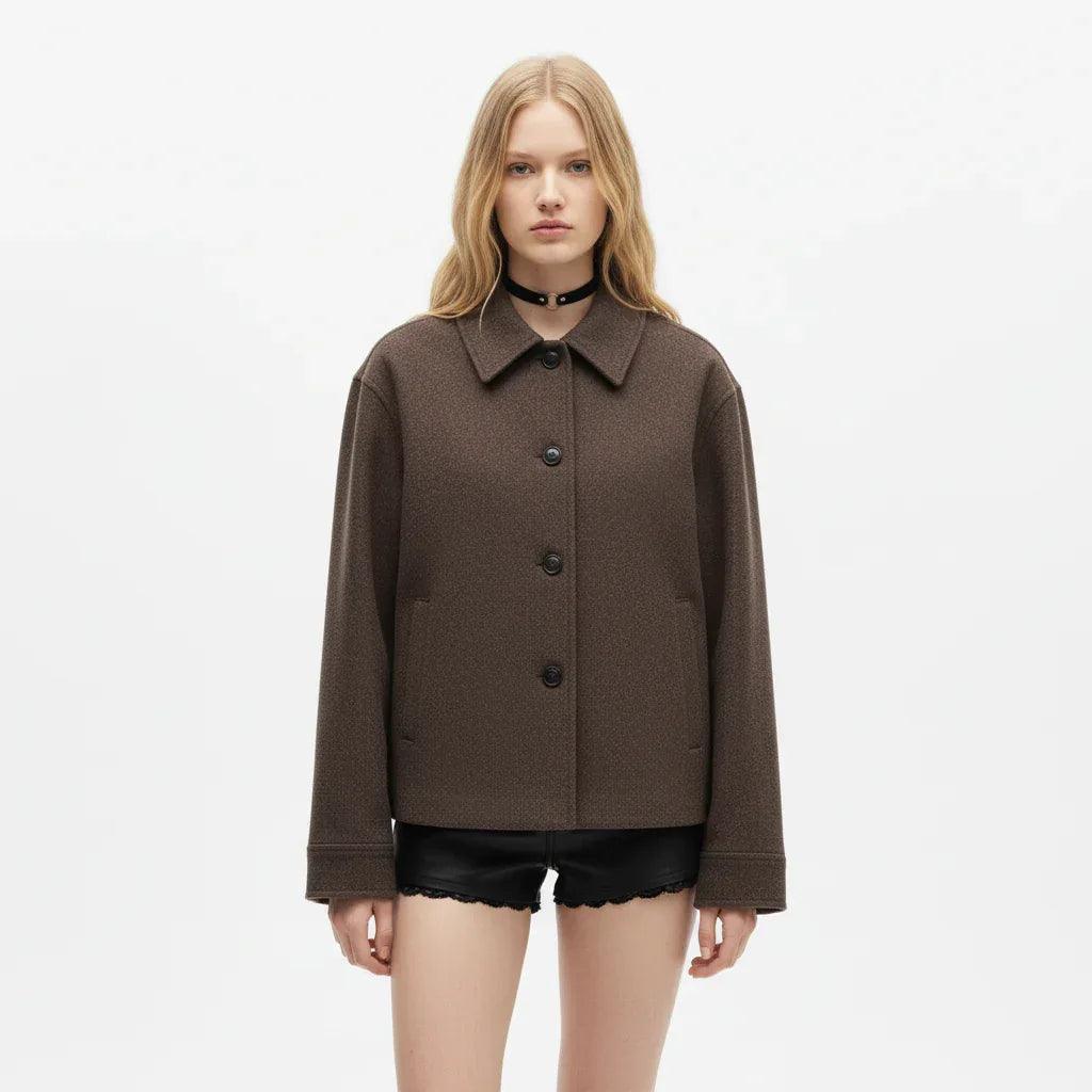 Collar long sleeved woolen coat for women | MuddyStock Originals