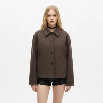 Collar long sleeved woolen coat for women | MuddyStock Originals