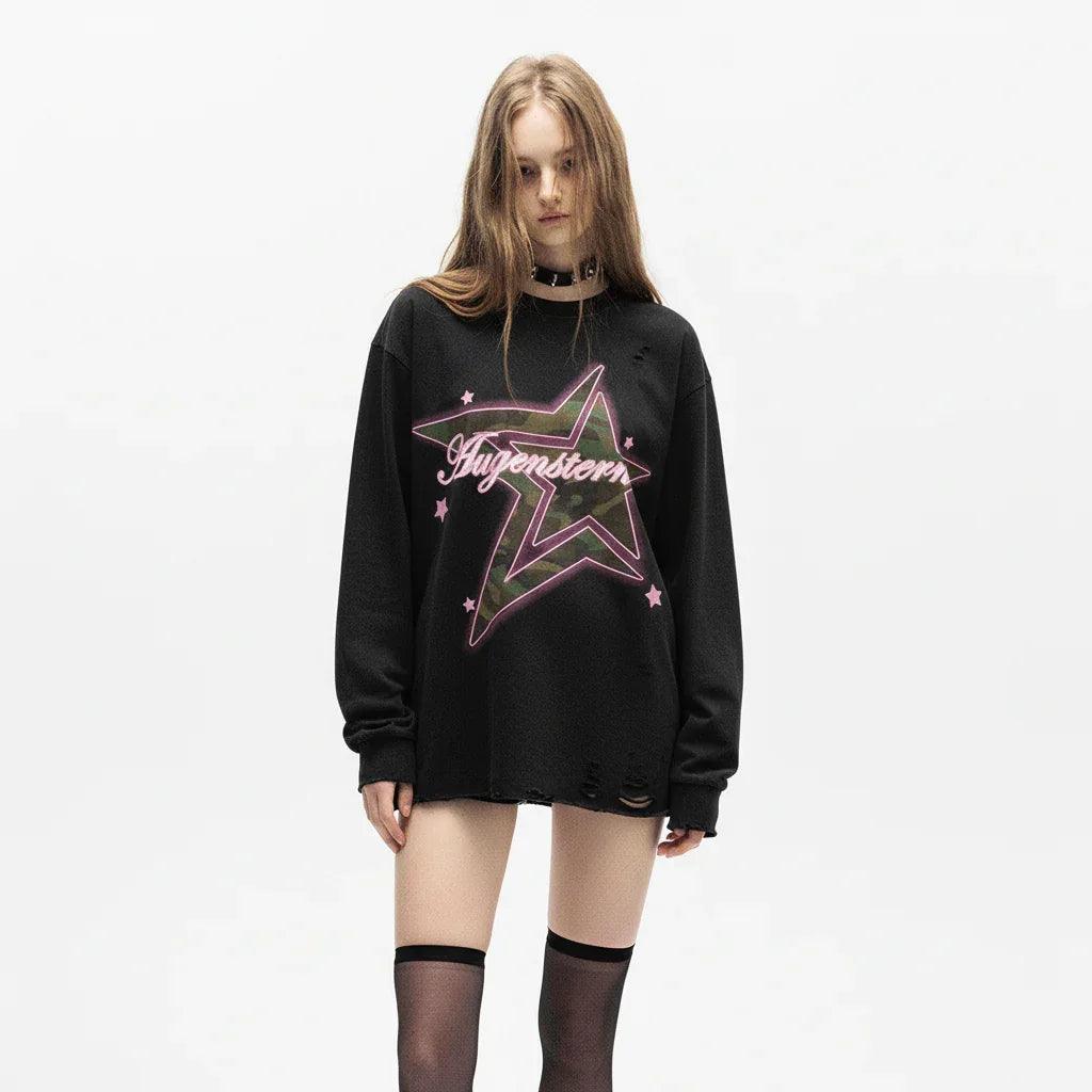 Women's Ripped Long Sleeved T-shirt