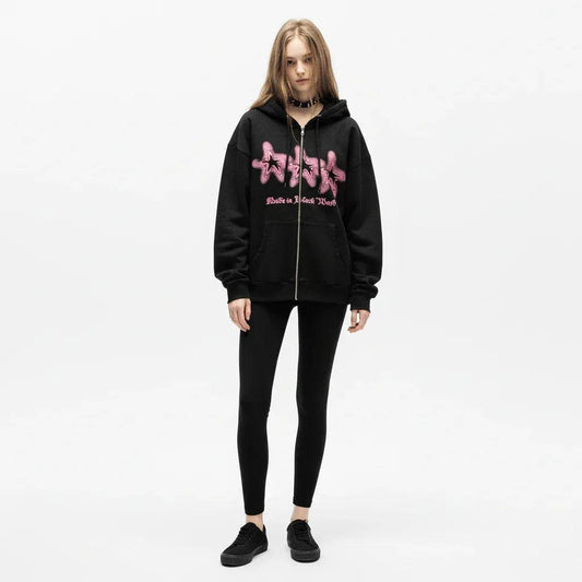 High Street Niche Five-pointed Star Brushed Hoodie For Women