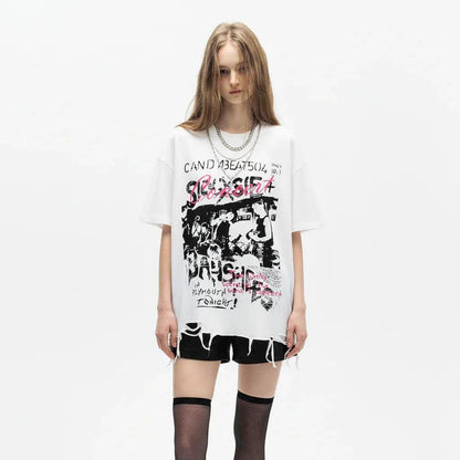 Letter Print Short Sleeve Loose T-Shirt For Men And Women | MuddyStock Originals