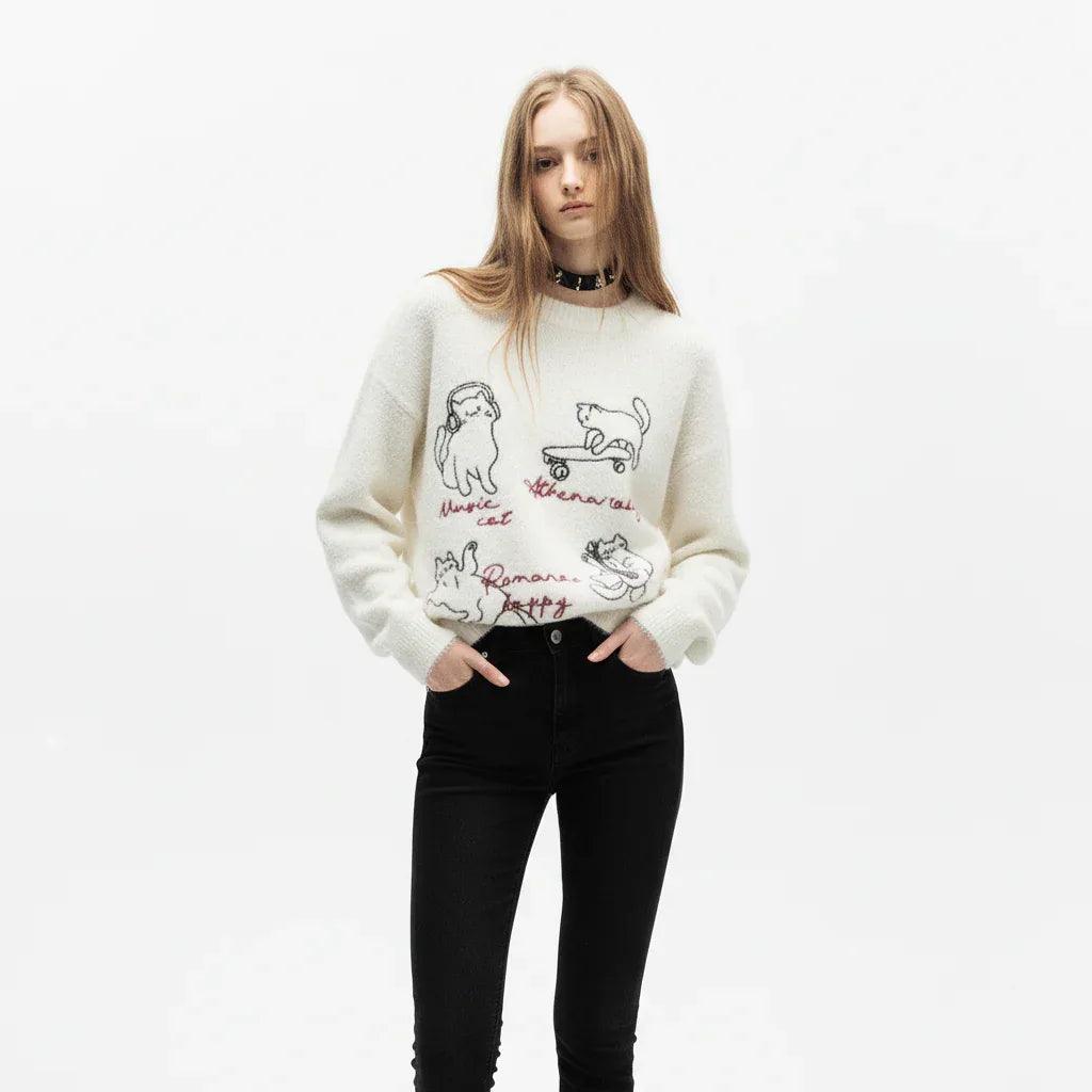 Long Sleeve Round Neck Loose Fit Sweater For Women | MuddyStock Originals