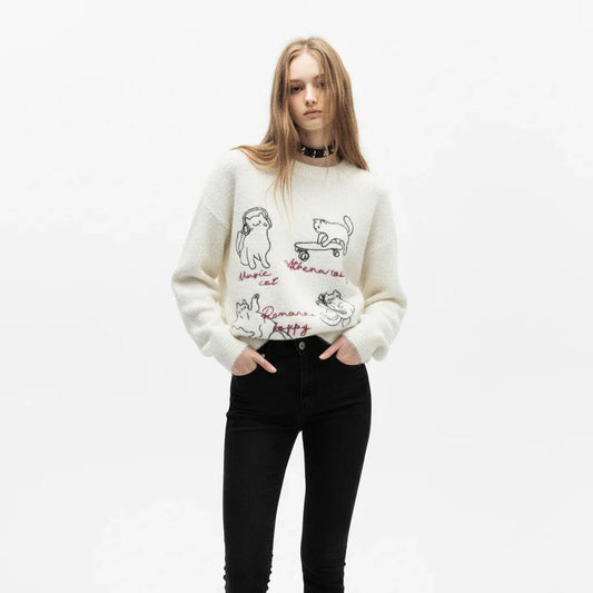 Long Sleeve Round Neck Loose Fit Sweater For Women | MuddyStock Originals