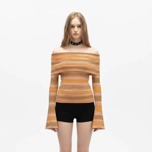 Striped slim fit sweater for women | MuddyStock Originals