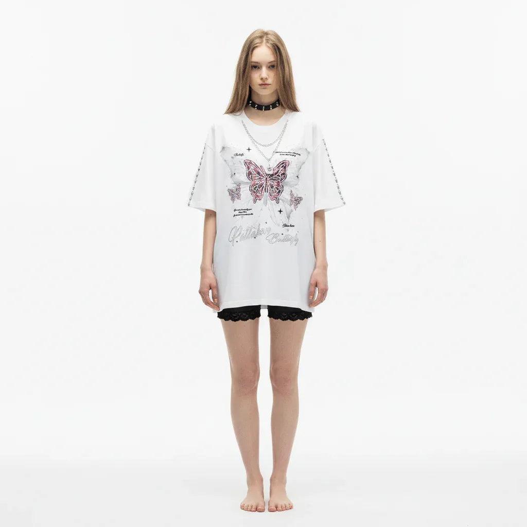 Overlapping Butterfly Print Short Sleeve T-Shirt for Women | MuddyStock Originals