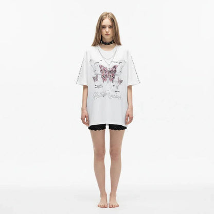 Overlapping Butterfly Print Short Sleeve T-Shirt for Women | MuddyStock Originals