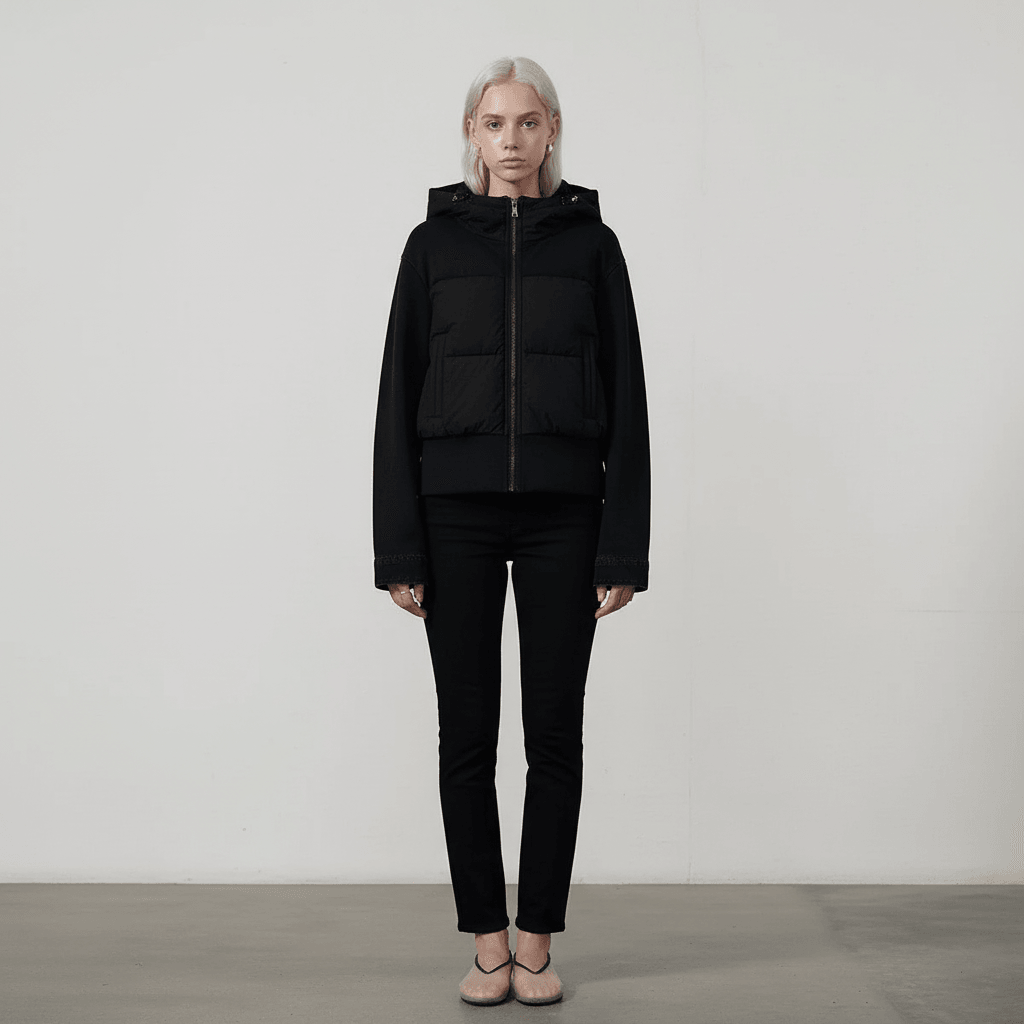 Simple and lightweight hooded patchwork jacket for women | MuddyStock Originals