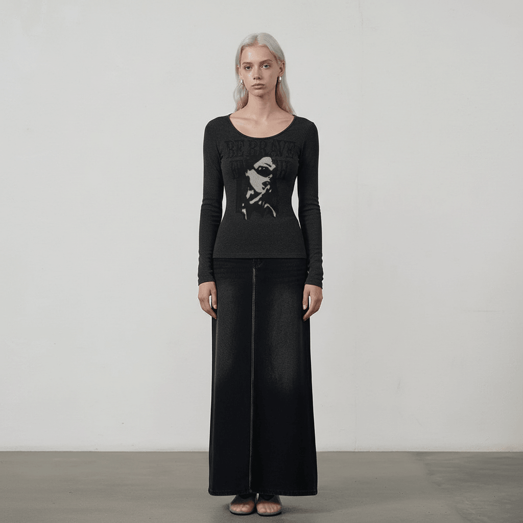 Letter Print Long Sleeve T-Shirt For Women | MuddyStock Originals