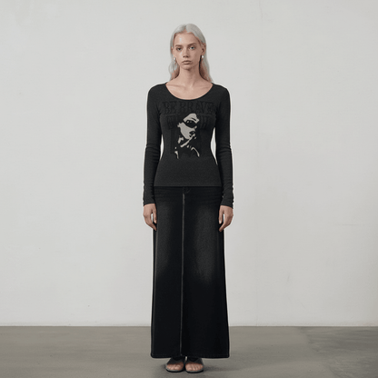 Letter Print Long Sleeve T-Shirt For Women | MuddyStock Originals
