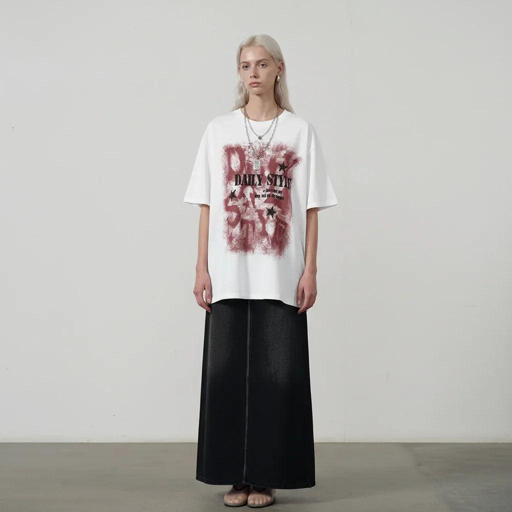 Letter printed loose men's and women's T-shirt | MuddyStock Originals